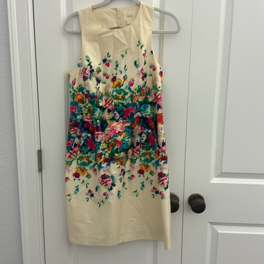 Anthropologie Maeve cream floral sheath dress